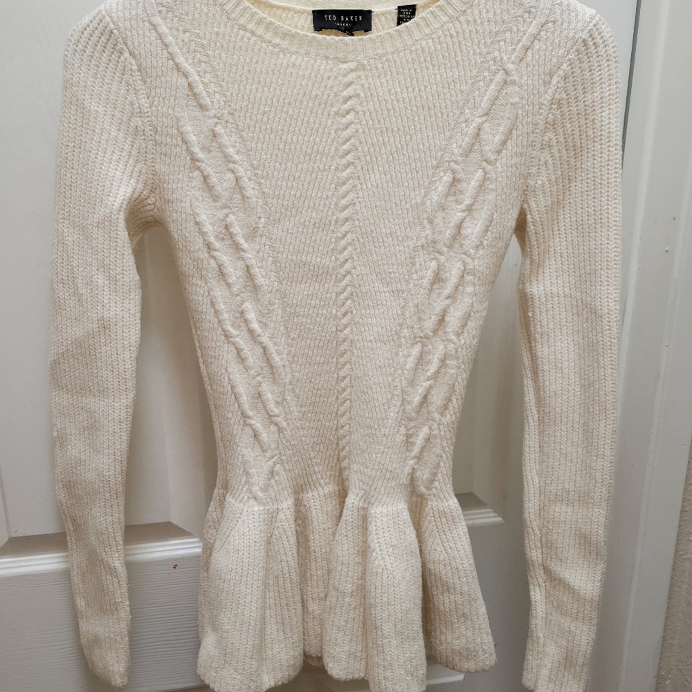 Ted Baker Cream Peplum Sweater
